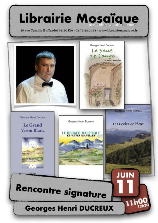 Rencontre et signature avec Georges Henri Ducreux, romancier nouvelliste et géologue