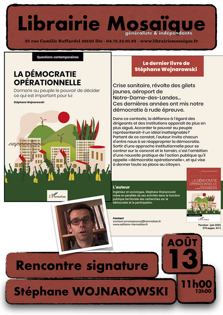 Rencontre et signature avec Stéphane Wojnarowski pour son livre « La Démocratie opérationnelle »